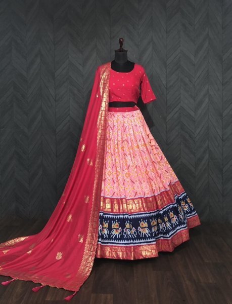 Pink Dola silk patola Designer choice printed lehenga Bridal lehenga