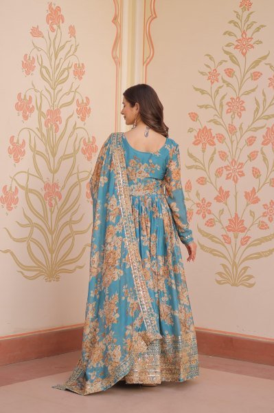 Firozi Blue Ethnic Gown Ethnic Gown