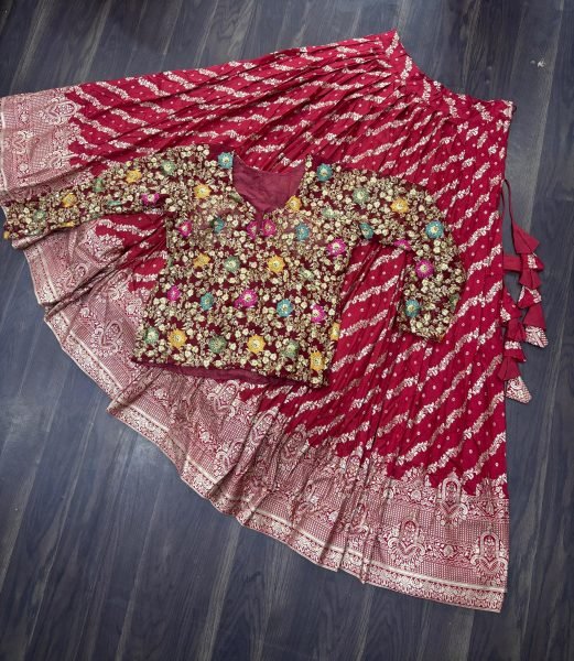 maroon dyable jequard lehenga set Bridal lehenga