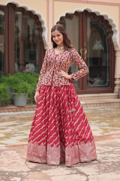 maroon dyable jequard lehenga set Bridal lehenga