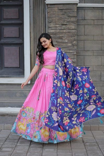 Pink Dola silk Rich Designer Printed lehenga Bridal lehenga