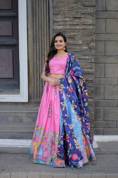Pink Dola silk Rich Designer Printed lehenga Bridal lehenga