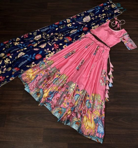 Pink Dola silk Rich Designer Printed lehenga Bridal lehenga